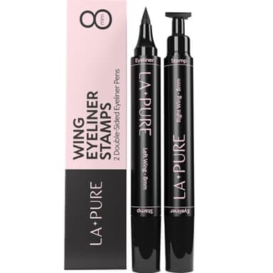 LA PURE Waterproof Liquid Eyeliner Stamp Winged Eyeliner Tool 2x Cat Eye - Winged & Fine Tipped Pen Eyeliner Stencil Smudge Proof Black Eye Liner Tiktok Trend Items Wing Stamp - Black 8mm