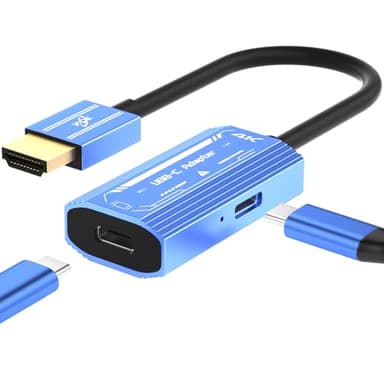 YOUGO LEE HDMI to USB C Adapter(4K@60Hz), Compatible with XREAL/Rayneo Air/VITURE/Rokid AR Glasses, Steam Deck, ROG Ally, PS5/4, Switch2/1, Laptop, Portable Monitor - Plug & Play (Blue)