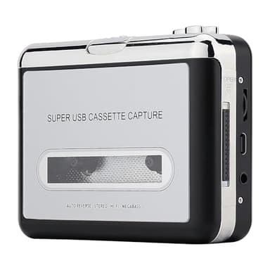 Reshow Cassette Tape Player – Portable Tape Player Audio Cassette to Digital Converter, Compatible with Laptops and Personal Computers Convert Cassette Tape Recorder to iPod Format (Silver)