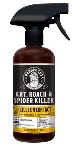 Grandpa Gus's Natural Ant Roach Spider Killer Spray, Fast-Acting Plant-Based Insect Control, Safe for Kids Pets, Indoor Outdoor Use, Non-Greasy, Fresh Scent, 16 fl oz