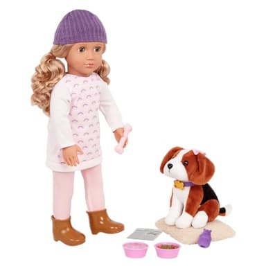 Our Generation - Ember & Elsie - 18 Inch Doll & Pet - 6 Inch Beagle Dog Plush - Stuffed Animal Accessories - Pretend Play - Toy for Kids Ages 3