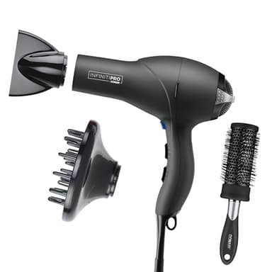 Infiniti PRO CONAIR Hair Dryer with Diffuser, Professional AC Motor, Tourmaline Ceramic Technology Blow Dryer, Includes Concentrator and Blowout Brush, Amazon Exclusive, Gray
