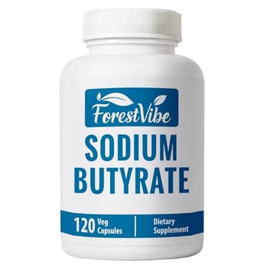 ForestVibe Sodium Butyrate Supplement 1200mg, Yielding 960mg Butyric Acid, 120 Vegan Capsules, 2 Month Supply, Non-GMO & Gluten Free Postbiotic Supplement