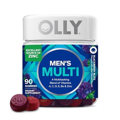 OLLY Men's Multivitamin Gummy, Vitamins A, C, D, E, B, Zinc, Blackberry Flavor, 45 Day Supply - 90 Count