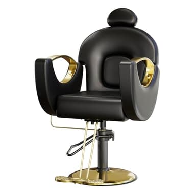 Barber Chair for Hair Stylist, Heavy Duty Reclining Salon Chair with Height Adjustable Hydraulic and 360 Degrees Rotation Base, Max Load 330 LBS Beauty Spa Equipment for Salon Barbershop- Black & Gold