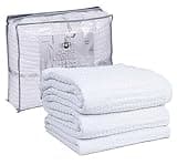 HILLFAIR 100% Cotton Blanket- 120" x 120" XXL Oversized King Bed Blankets - Family Size 10 ft x 10 ft Big - Waffle Blankets - Soft Breathable Blankets for Bed - Extra Large King Cotton Blankets- White