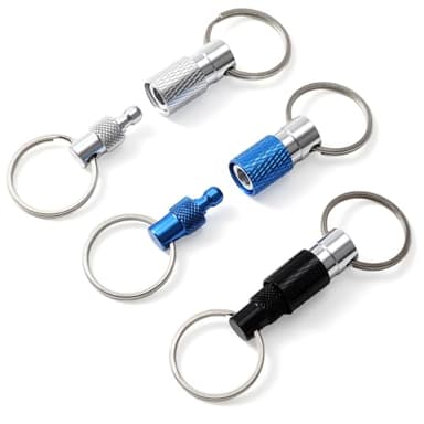 TAHULIK Quick Release Keychain 3-Pack, Detachable Quick Disconnect Keychain with Split Rings, Minimalist Pull-Apart Key Ring for Car Keys, Purse & Bag (3 Colors)