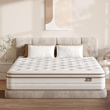 HAPPYMONT Full Mattress, 12 Inch Hybrid Mattress in a Box for Pressure Relief & Motion Isolation, Full Size Mattress Memory Foam & Individual Pocket Springs, Medium Firm