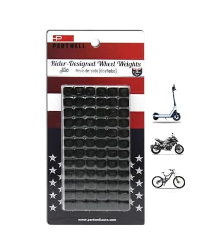 PARTWELL Motorcycle Wheel Weights, 0.18 oz(5 g), 72 Pcs/Box Stick On Vibration Resistant Adhesive Balance Weights for Street & Racing Wheels (Black)