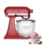 Ice Cream Maker Attachment for Kitchenaid Stand Mixers, Compatible with 4.5Qt to 7Qt for Kitchenaid Mixers, 2-Quart Capacity, Sorbet Gelato & Ice Cream Maker for Kitchenaid Mixer Attachments, White
