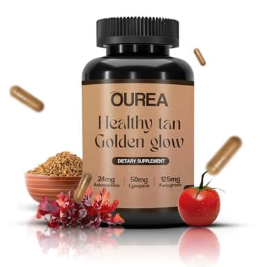 Ourea Carotenoid Golden Glow Tanning Pills (30 Capsules) Tan Pills for Men and Women Supplements - 3 in 1 Blend - Enhance Skin Tone & Support Wellness - Supplement for Adults