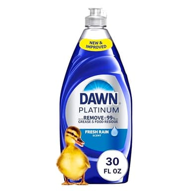 Dawn Platinum Dish Soap Fresh Rain Scent Liquid Dishwashing Detergent, Powerful Dawn Dish Soap for Tough Grease Removal, 30 oz