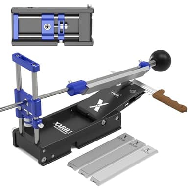 XARILK Foldable Portable Knife Sharpening System, Adjustable Knife Sharpener Kit with 3 PCS Aluminum Plates Diamonds (320#, 800#, 2000#), Blade Flips Without Removal, for Hunting, Kitchen Knives