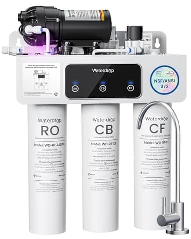Waterdrop T3-C Reverse Osmosis Water Filter, NSF/ANSI 372 Certified, 8-Stage Under Sink RO Water Filter, 450 GPD Tankless Water Filtration System, 2:1 Pure to Drain, BPA Free, Plug-in Required