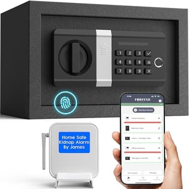 FORFEND Smart Home Safes | WiFi Safe Box App Unlock/Alarm | Voice Command, Kidnap SOS Alarm, Tamper Detect, Frozen Mode| Money Security Lockbox History Track | Caja Fuerte Anti-Pry Remote Live Monitor