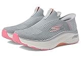 Skechers Women's Max Cushioning Arch Fit Fluidity Hands Free Slip-Ins Sneaker, Gray/Pink, 9
