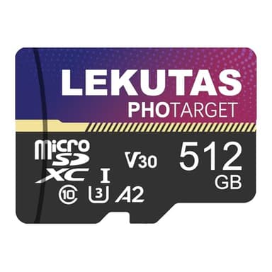 LEKUTAS 512GB Micro SD Card, microSDXC UHS-I Flash Memory Card TF Card, High Speed 100MB/s, C10, U3, A2, V30, for Full HD, 4K UHD Video Recording