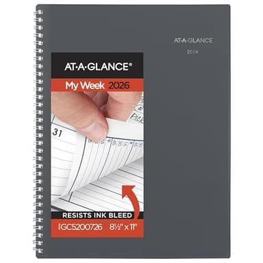 AT-A-GLANCE 2026 Appointment Book Planner, Weekly & Monthly, 8-1/2" x 11", Large, Quarter-Hourly, DayMinder, Gray (GC5200726)
