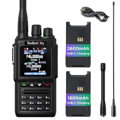 Radioddity GD-168 Dual Band DMR Ham Radio Handheld, Two Way Radio with 2 Batteries, 500K Contacts, 10,000 Talk Groups, Noise Reduction, Satellite Communicate, Support USB-C Charging & Programming