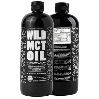 Wild MCT Oil Organic Coconut – 16 fl oz – from 100% Natural Coconut – Flavorless & Odorless C10/C8 MCT Oil for Energy & Cognitive Support – Keto-Friendly – Perfect for Coffee, Shakes & Recipes