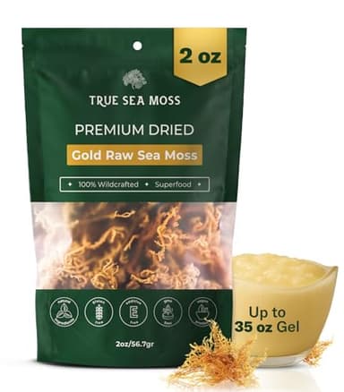 Raw Irish Sea Moss - 2oz | Organic Wildcrafted Gold Seamoss | Makes 35oz Gel | Vegan, Non-GMO, Gluten-Free | Dried Sea Moss for Skin, Hair, Digestion, Smoothies, Natural Superfood