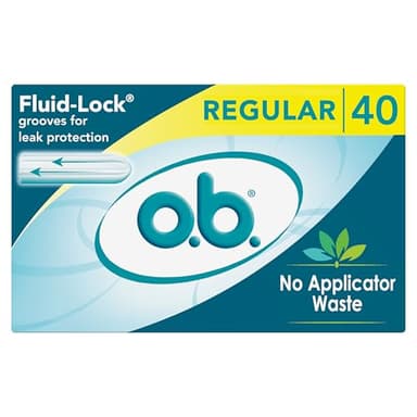 o.b. Tampons No Applicator, Fragrance-Free - 40ct | Applicator-Free Tampons Regular, Feminine Care, ob Tampon Regular, Period Products