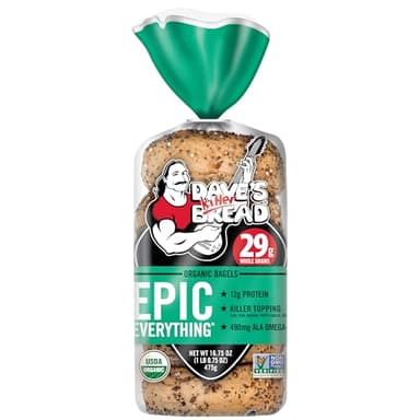 Dave's Killer Bread Epic Everything Bagels, Organic Bagels, 26g Whole Grains per Bagel, 5 Count