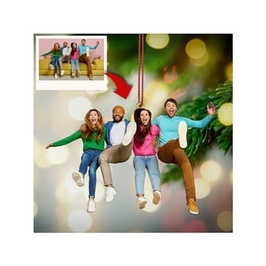 Customization Mill Personalized Photo Ornament, Custom Christmas Ornaments, Double-Sided Print, 2D Acrylic, 3.5", 4.25" or 5.25", with Ribbon
