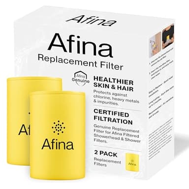 Afina Replacement Filter 2 Pack for Afina Filtered Showerhead & Shower Filter - Reduces Dry Itchy Skin, Dandruff, Eczema, and Dramatically Improves The Condition of Your Skin and Hair