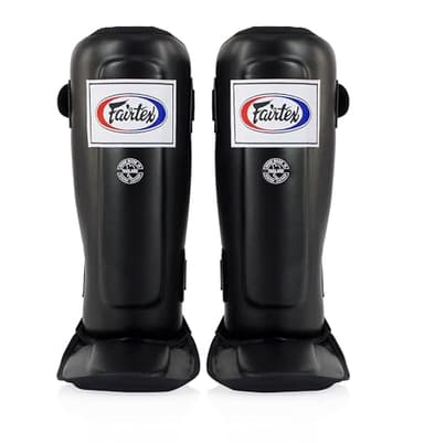 Fairtex SP3 Muay Thai Shin Guards for Men, Women, Kids | MMA Training, Kickboxing | Premium, Lightweight & Durable |Avoid shin splints During Training, Sparring (Black, Medium)