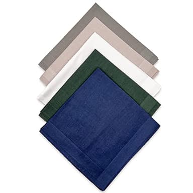 GB Selected Men's Cotton Handkerchiefs, Assorted Solid Color Pocket Square Hankies with Stripe