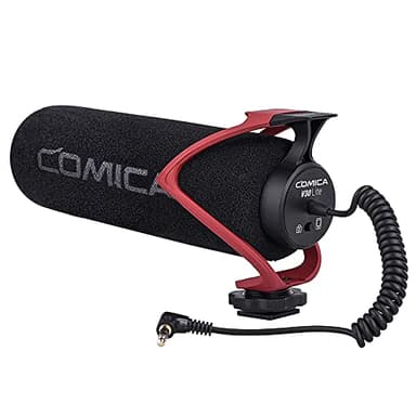 COMICA CVM-V30 LITE Video Microphone,Super-Cardioid Condenser On-Camera Shotgun Microphone for Canon Nikon Sony Panasonic DSLR Cameras,Mic for iPhone Android Smartphone with 3.5mm Jack(Red)
