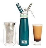 NITRO KAFO 1L Nitro Coffee Maker, Aluminum Nitro Cold Brew Coffee Maker with Special Nitro Diffuser Nozzle & Cold Brew Maker with Cold Brew Mason Jar, 1 Quart/1L