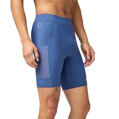 Brooks Men's Movement Half Tight, Lightweight Running Compression Tights with Drop-in Storage & Versatile Layering Fit - Steel Blue - XX-Large