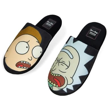 RICK AND MORTY Men's Slippers - Indoor House Shoes Teenagers Mens Sliders Size 8-13 Non Slip Lounge Wear Gifts for Him (Multicolor, 8-9)