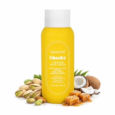 NATURE WELL Cheeky Firming & Cleansing Body Wash, Infused With Caffeine, Brazil Nut Oil, & Guarana Extract, Scented With Pistachio, Almond, Coconut, & Salted Caramel, 13 Fl Oz