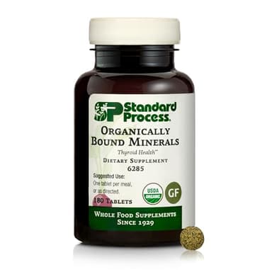Standard Process Organically Bound Minerals - Supports Thyroid Function & Nervous System Health - Contains Iodine from Alfalfa & Kelp - Gluten-Free, Non-Dairy & USDA Organic - 180 Tablets