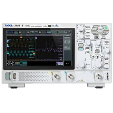 RIGOL Digital Oscilloscope DHO812 100 MHz 2-Ch + EXT Trig 1.25 GSa/s 12-bit 25 Mpts UltraAcquire 1,000,000 wfms/s 7" Touch LAN/USB/HDMI Web Control SCPI for Power Debug MCU Timing CAN Bus