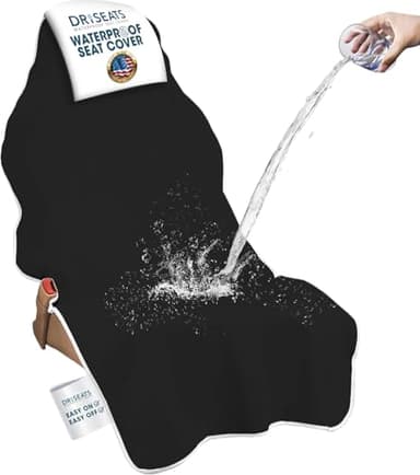 Dri Seats Waterproof Car Seat Cover – Premium Sweat Towel with Slip Resistant Backing for Front Seats in Cars, Trucks, SUVs – Universal Seat Liner, Easy Install (Black, Large)