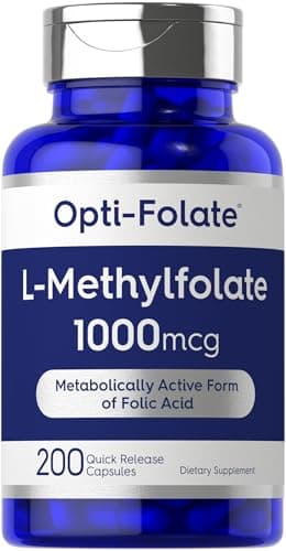 Carlyle L Methylfolate 1000mcg | 200 Capsules | Value Size | Optimized and Activated | Non-GMO, Gluten Free | Methyl Folate, 5-MTHF | by Opti-Folate