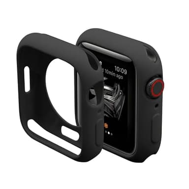 Slim Bumper Case Compatible with Apple Watch, Soft Silicone TPU Protective Cover, Rugged Frame with Open Screen Design Protector for iWatch Series SE/6/5/4, 44mm Black