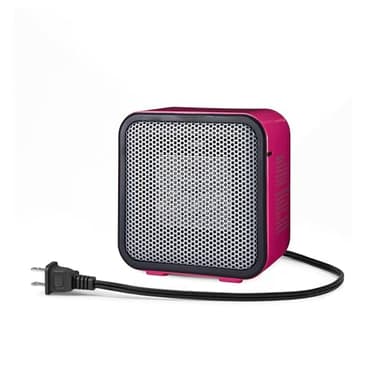 Amazon Basics Ceramic Space Heater, Portable Mini Heater for Office Desk, Indoor Use, 500W, With Tip-Over Protection, Lightweight 1.4 lbs, Pink, 5.9 x 3.2 x 6 inches