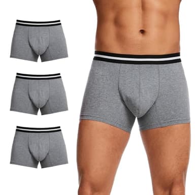ShieldEase Washable Incontinence Underwear for Men, Cotton Boxer Briefs, Light Absorbency 80ml, Front Comfortable Leakproof Design, Feels Like Regular Underwear (3 Pack, Gray, L)