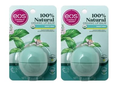 eos Sweet Mint Organic Lip Balm - Natural Shea, Gluten-Free, for Sensitive Skin 0.25 oz (Pack of 2)