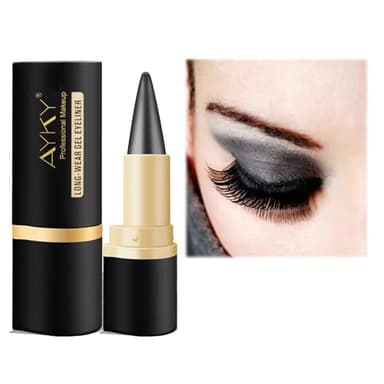 Ayky Long Wear Gel Eyeliner, Black Gel Eyeliner Pencils Eye Black Face Paint Stick, Natural Black Eyeliner Cream, Eye Liner Pencil Long Wear Gel Eyeliner Waterproof Matte Eyeliner Pen (02#, 2PCS)