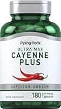 Piping Rock Cayenne Pepper Capsules | 180 Count | Capsicum Annuum | Plus Ginger and Hawthorn Berry | Herbal Supplement | Non-GMO, Gluten Free