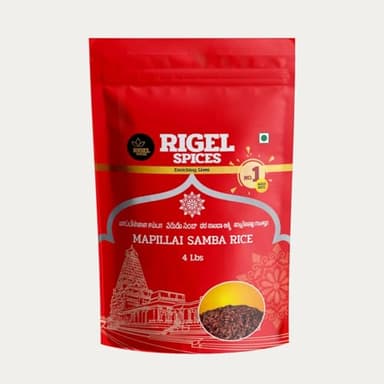 Rigel Spices | Mappillai Samba Red Rice | 12+ MONTHS AGED | BRIDEGROOM RICE | GLUTEN FREE | Ancient Red Rice (4 Lbs)
