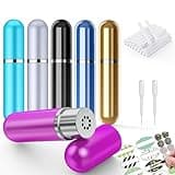 6 Pack Aromatherapy Nasal Inhaler Tubes for Essential Oils, Portable Reusable Blank Aluminum Nasal Inhalers with 2 Mini droppers 24 Cotton Wicks and 24 Writable Stickers