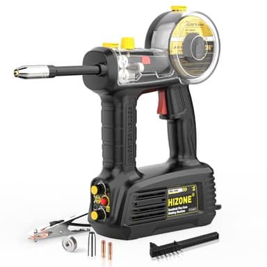 Hand Held MIG Welder Machine 110V, HIZONE 100A Flux Core Portable Welding Machine, Handheld Gasless Inverter Wire Feed Welding Equipment