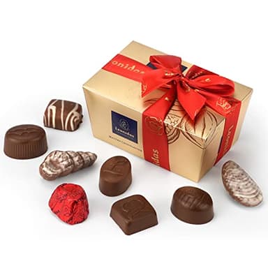Leonidas Belgian Milk Chocolate Gift Box - 1 lb / 453 g - Birthday Thank You Anniversary Congratulations Gift Basket Gold Ribbon Gourmet Candy Assortment
